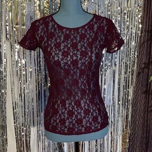 Purple fitted lace tee